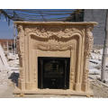 Decoration hand carved classical white marble stone fireplace surround